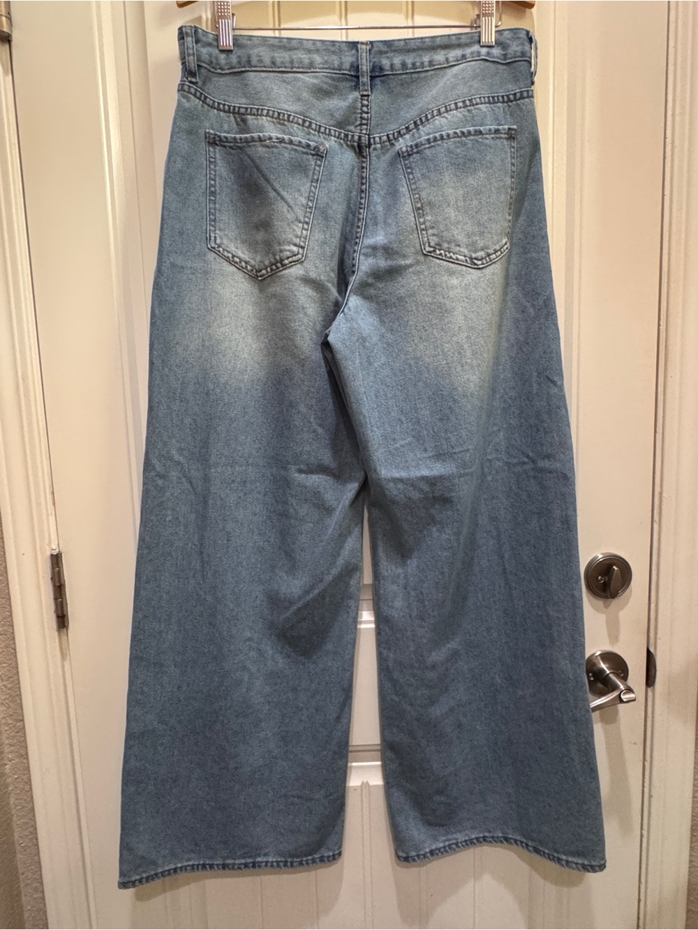 High-Rise Wide Leg Jeans in Light Blue Denim